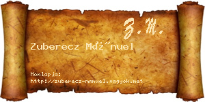 Zuberecz Mánuel névjegykártya